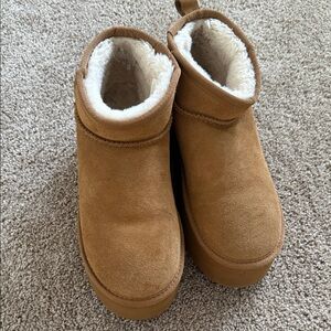 Cozy Faux Shearling Lined Suede Ankle Booties - Chestnut